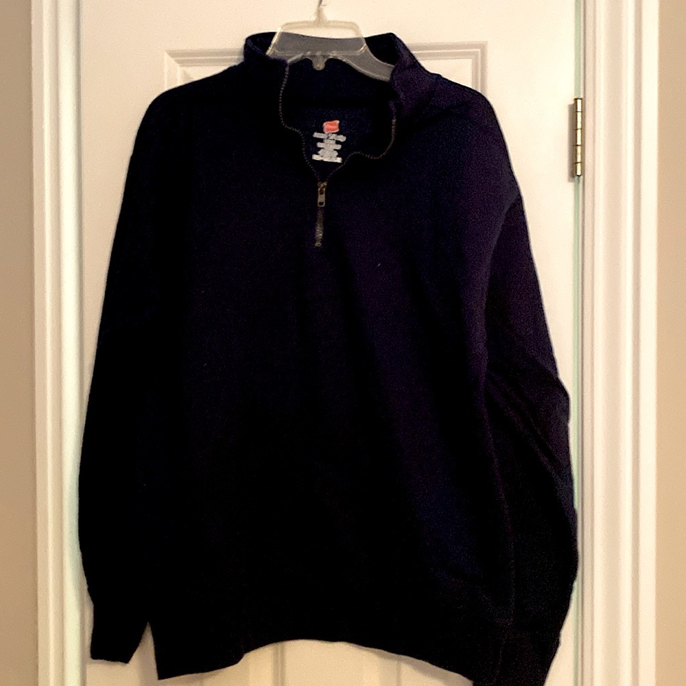 - Hanes Men’s Nano 1/4 zip Navy sweatshirt, Medium, New no tags. Small.